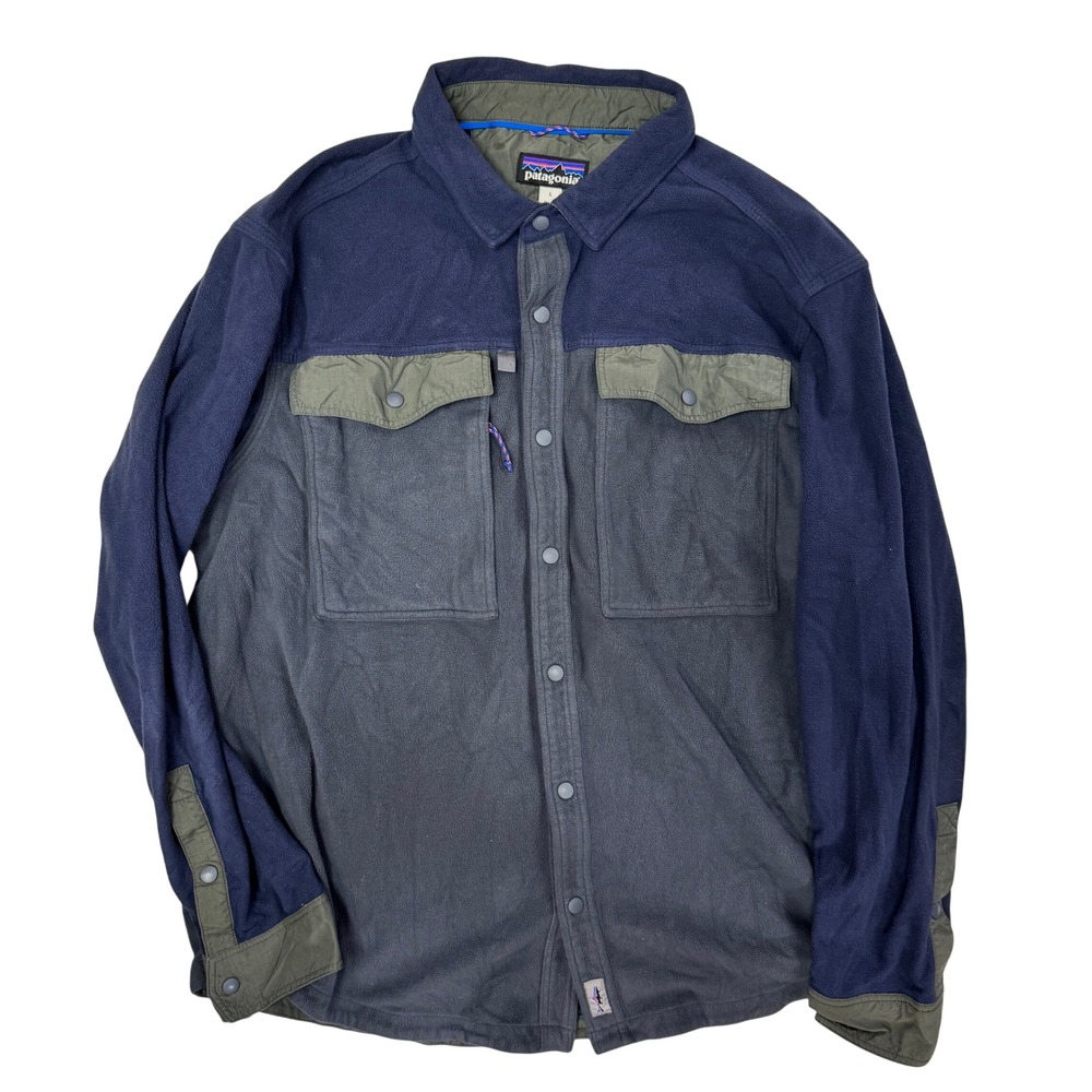 Patagonia Mens Early Rise Snap Shirt Fleece Blue Grey Large